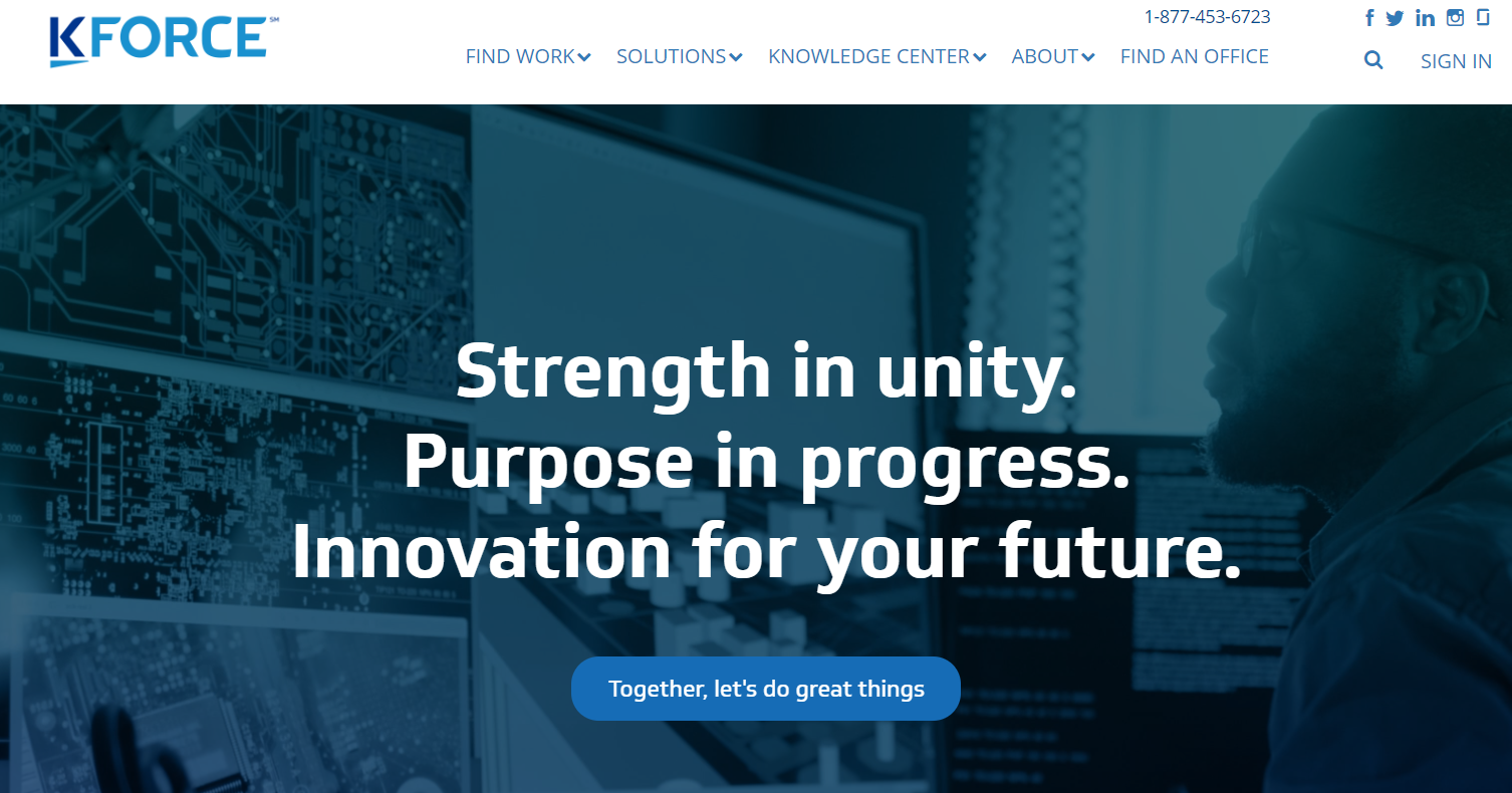 Kforce.com RPO dashboard