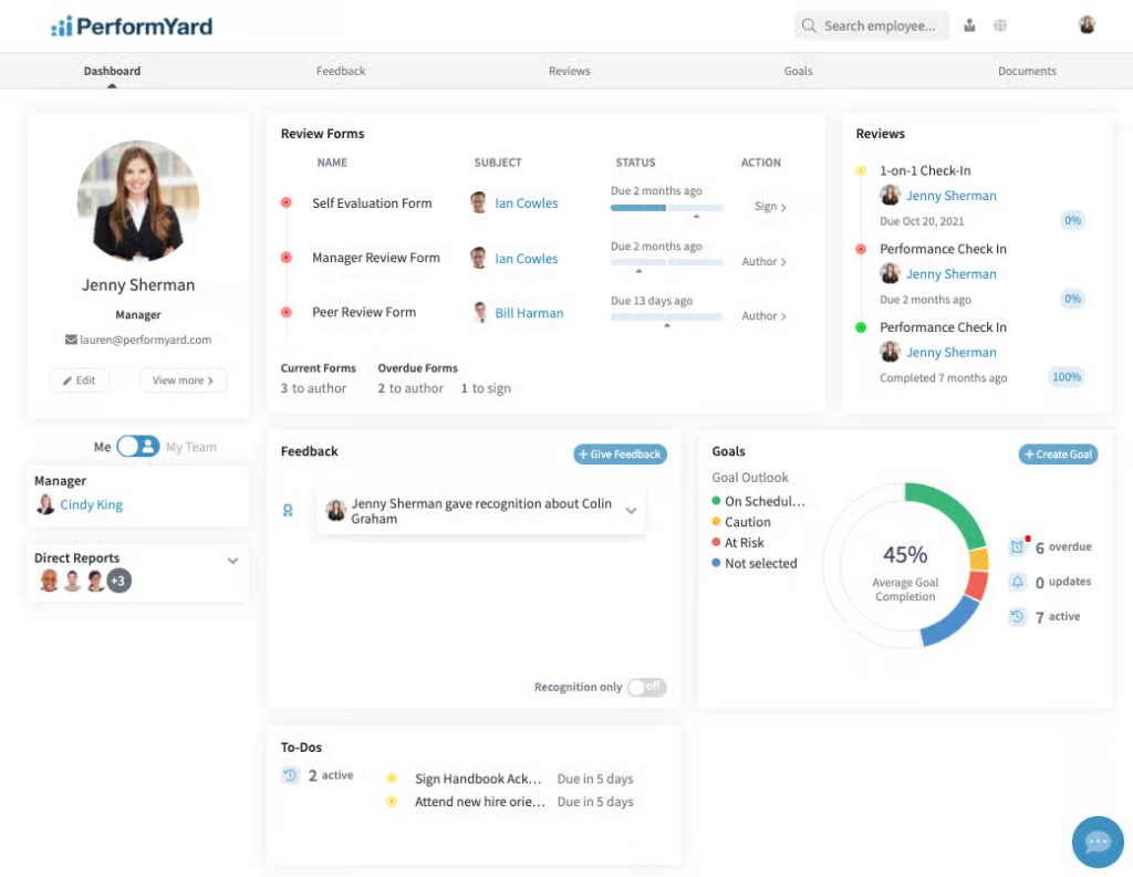 PerformYard performance appraisal software